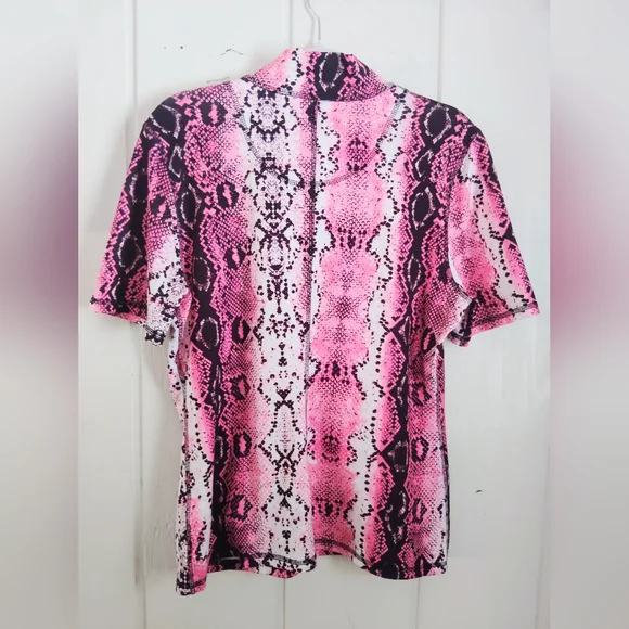 LIKE NEW!! KEVAN HALL Sport, Pink Snake Print 1/4 Zip Polo Shirt. Size XL - Picture 6 of 6